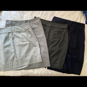 4 pencil skirts - light grey, navy, dark pattern
